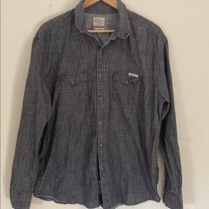 Lucky Brand Western style snap front lightweight gray denim shirt Sz XL